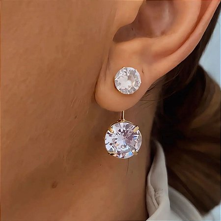 Brinco Duplo Ponto de Luz Banhado a Ouro 18k