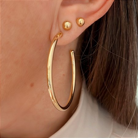 Brinco de Argola Lisa Fina Banhado a Ouro