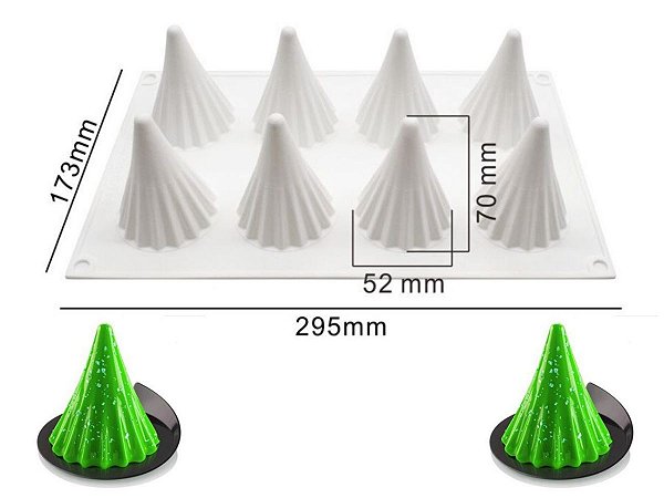 MOLDE DE SILICONE 8 CAVIDADES MINI ÁRVORE DE NATAL
