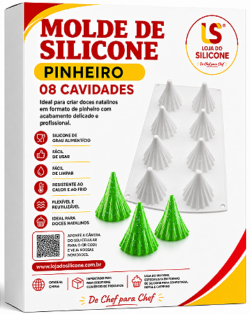 MOLDE DE SILICONE 8 CAVIDADES MINI ÁRVORE DE NATAL
