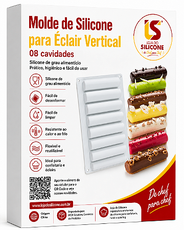 MOLDE DE SILICONE VERTICAL PARA ECLAIR E SOBREMESAS