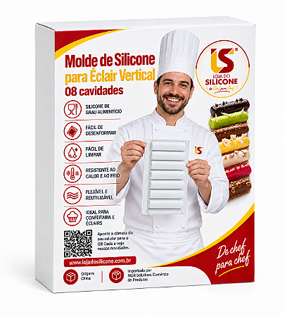 MOLDE DE SILICONE VERTICAL PARA ECLAIR E SOBREMESAS