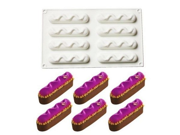 MOLDE DE SILICONE 8 CAVIDADES OBLONGO COM RELEVO
