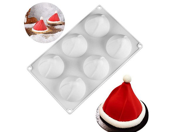 MOLDE DE SILICONE CHAPÉU NATALINO PARA DOCES E SOBREMESAS