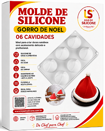 MOLDE DE SILICONE CHAPÉU NATALINO PARA DOCES E SOBREMESAS
