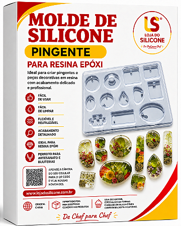 MOLDE DE SILICONE PINGENTES PARA RESINA EPÓXI