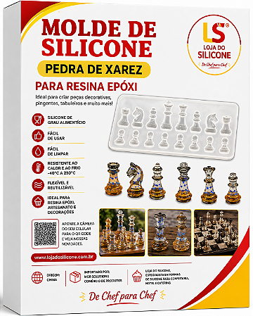 MOLDE DE SILICONE PEÇAS DE XADREZ PARA RESINA EPÓXI