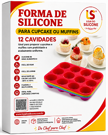 FORMA DE SILICONE ANTIADERENTE PARA CUPCAKE 12 CAVIDADES