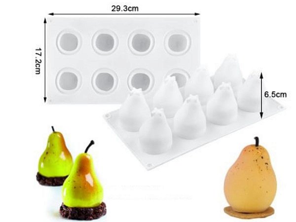 MOLDE DE SILICONE PERA PARA DOCES E SOBREMESAS