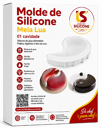 MOLDE DE SILICONE MEIA LUA PARA DOCES E SOBREMESAS
