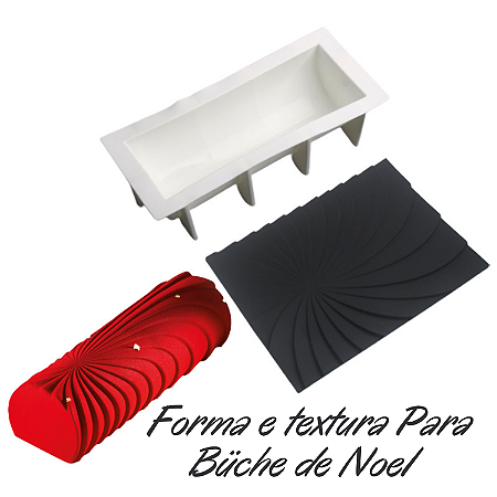 FORMA DE SILICONE E TAPETE TEXTURA PARA BUCHE DE NOEL