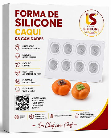 MOLDE DE SILICONE CAQUI PARA SOBREMESAS E DOCES