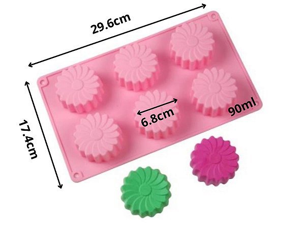 MOLDE DE SILICONE GIRASSOL 6 CAVIDADES