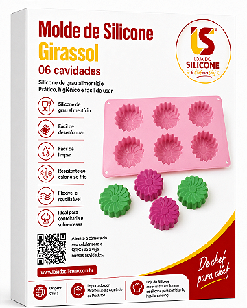 MOLDE DE SILICONE GIRASSOL 6 CAVIDADES