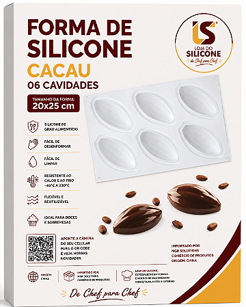 MOLDE DE SILICONE CACAU PARA DOCES E SOBREMESAS