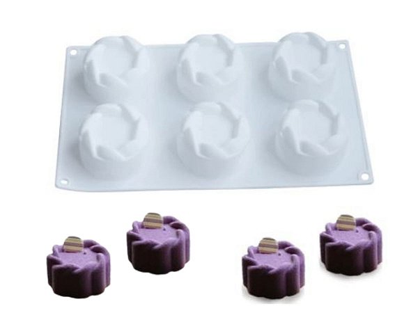 MOLDE DE SILICONE CILINDRICO COM BORDAS
