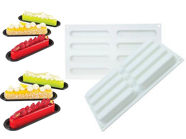 MOLDE ANTIADERENTE PARA ECLAIR 8 CAVIDADES
