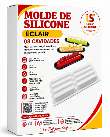 MOLDE ANTIADERENTE PARA ECLAIR 8 CAVIDADES