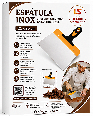 ESPÁTULA INOX COM REVESTIMENTO PARA CHOCOLATE 21x20cm