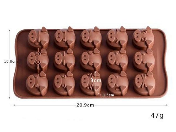 MOLDE DE SILICONE PORQUINHO PARA BOMBONS CHOCOLATE