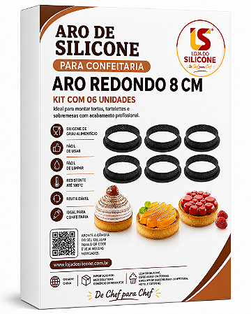 ARO DE SILICONE ANTIADERENTE ESTILO FRANCÊS KIT COM 06 PEÇAS