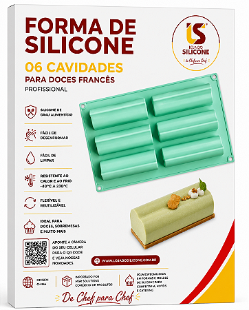 MOLDE DE SILICONE 6 CAVIDADES PARA DOCES FRANCES E SOBREMESAS
