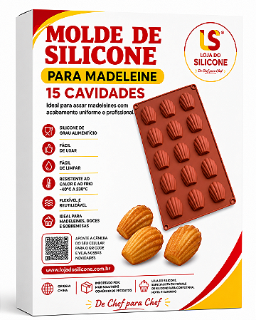 FORMA DE SILICONE PARA MINI MADELEINE 15 CAVIDADES