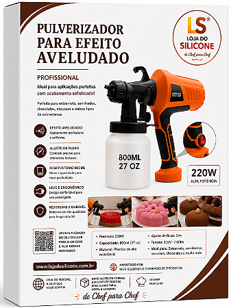 PULVERIZADOR PARA EFEITO AVELUDADO EM DOCES E SOBREMESAS