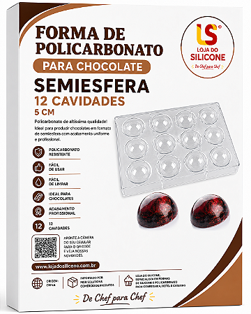 MOLDE DE POLICARBONATO SEMIESFERA 5CM 12 CAVIDADES