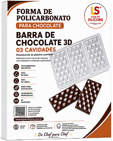 MOLDE DE POLICARBONATO PARA BARRINHAS DE CHOCOLATE 3D