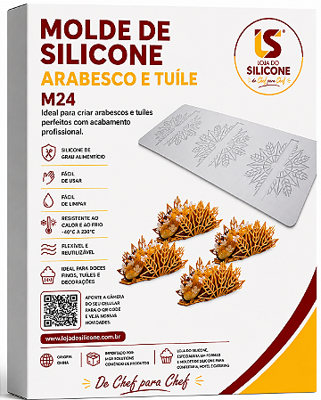 MOLDE DE SILICONE ARABESCO PARA CHOCOLATE OU TUILE