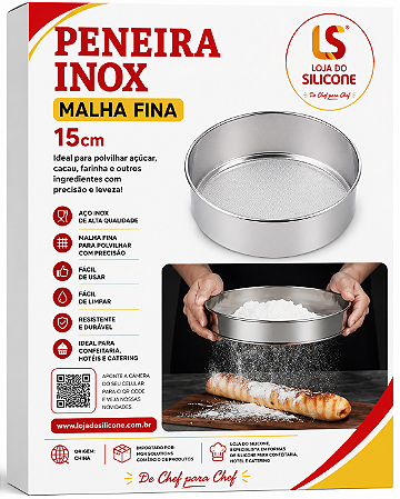 PENEIRA INOX MALHA FINA PRÁTICA E VERSÁTIL