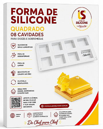 MOLDE DE SILICONE CUBO PARA DOCES E SOBREMESAS 8 CAVIDADES