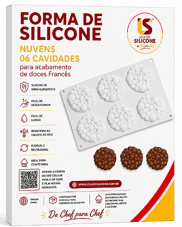MOLDE DE SILICONE NUVENS 3D PARA ACABAMENTO 6 CAVIDADES