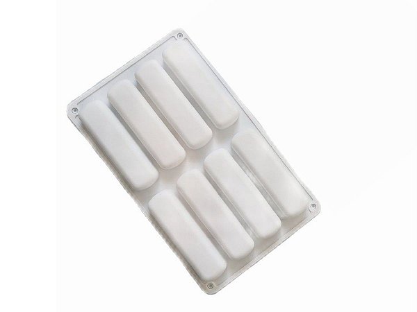 MOLDE DE SILICONE BRANCO PARA ECLAIR 8 CAVIDADES