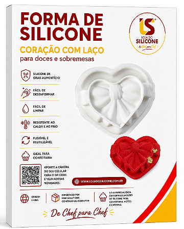 MOLDE DE SILICONE LAÇO PARA DOCES E SOBREMESAS