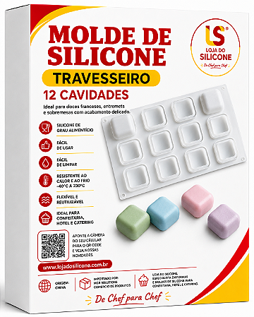 FORMA DE SILICONE MINI TRAVESSEIRO PARA DOCES E SABONETES