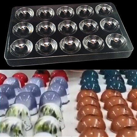 FORMA DE ACETATO PARA BOMBONS 15 CAVIDADES DIÂMETRO 4cm