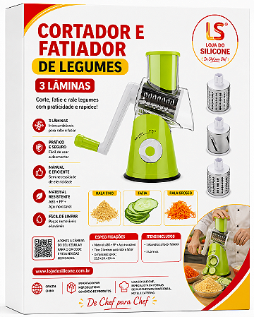 CORTADOR FATIADOR LEGUMES RALADOR 3 LAMINAS