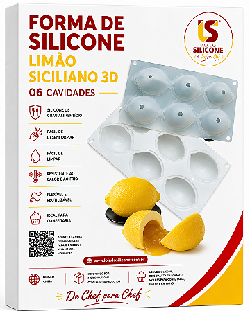 FORMA DE SILICONE 3D LIMÃO SICILIANO CONJUNTO  2 PEÇAS