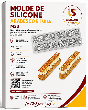 MOLDE DE SILICONE PARA ARABESCOS ÉCLAIR TUILE E CHOCOLATE