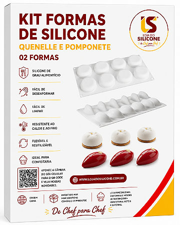 FORMA DE SILICONE QUENELLE E POMPONETE KIT 2 PEÇAS