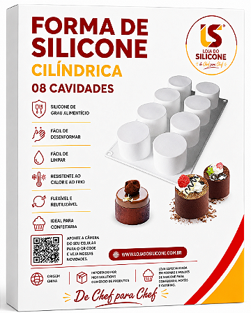 FORMA DE SILICONE CILÍNDRICO PARA MONO PORÇÕES
