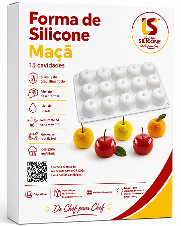 FORMA DE SILICONE FRUTA MINI MAÇÃ 15 CAVIDADES