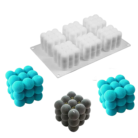 MOLDE DE SILICONE CUBOS COM BOLINHAS  6 CAVIDADES
