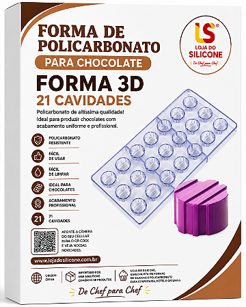 MOLDE DE POLICARBONATO PARA CHOCOLATE 21 CAVIDADES
