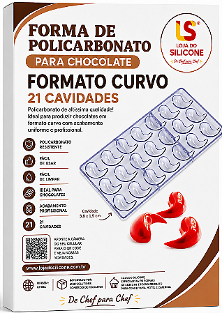 MOLDE DE POLICARBONATO CURVO PARA BOMBONS DE CHOCOLATE