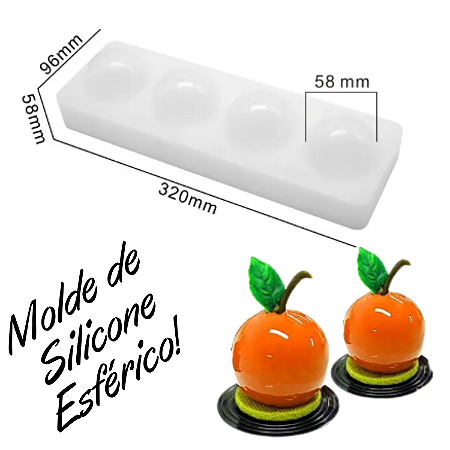 MOLDE DE SILICONE ESFÉRICO 04 CAVIDADES CONJUNTO 02 PEÇAS