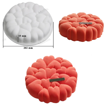FORMA DE SILICONE REDONDA DETALHE CORAÇÃO