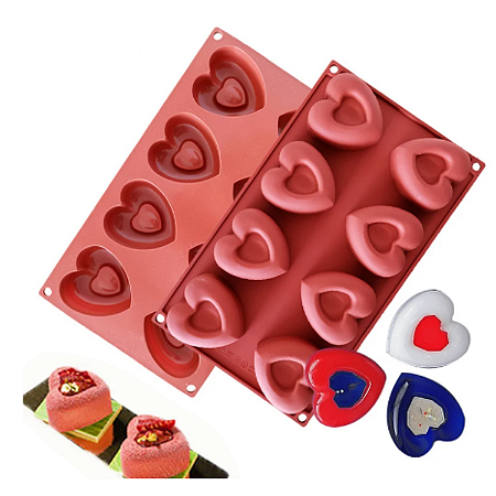 FORMA DE SILICONE CORAÇÃO ALTO RELEVO 08 CAVIDADES